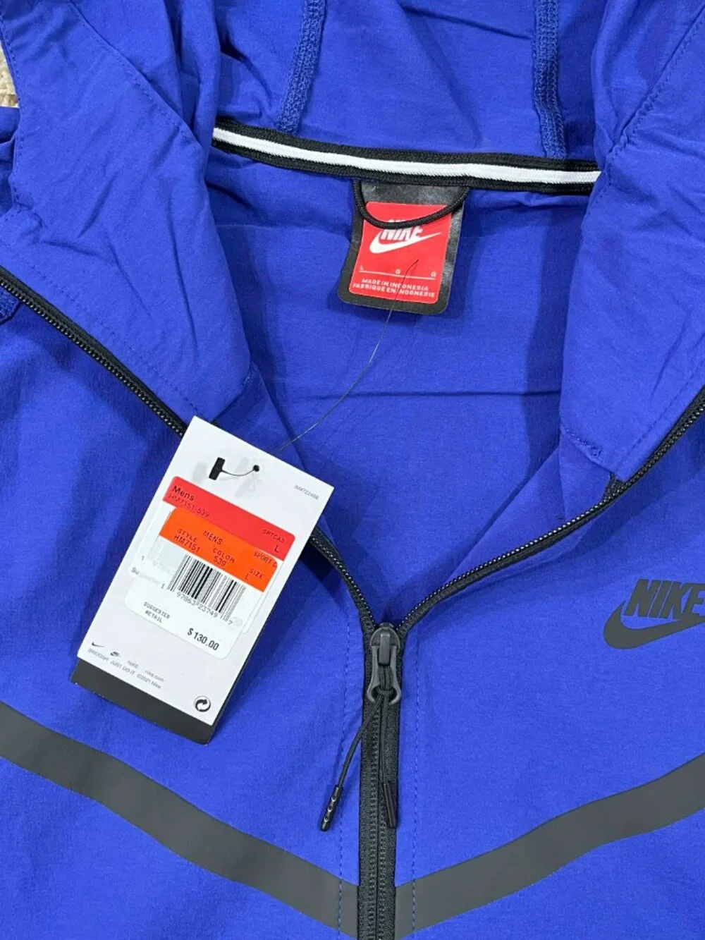 Nike Tech Men’s Woven Hooded Jacket Blue HM7151-539, Size Large (New)